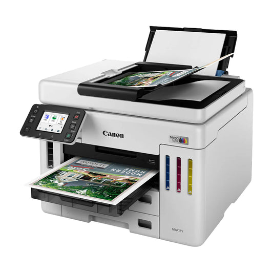 Impresora Canon MAXIFY GX7110 MegaTank 4 en 1 - Multifuncional - WiFi Doble Banda + Ethernet + USB - Tanque de Tinta Continua - ADF Dúplex 50 Hojas - Pantalla LCD Táctil 2.7" - Fax